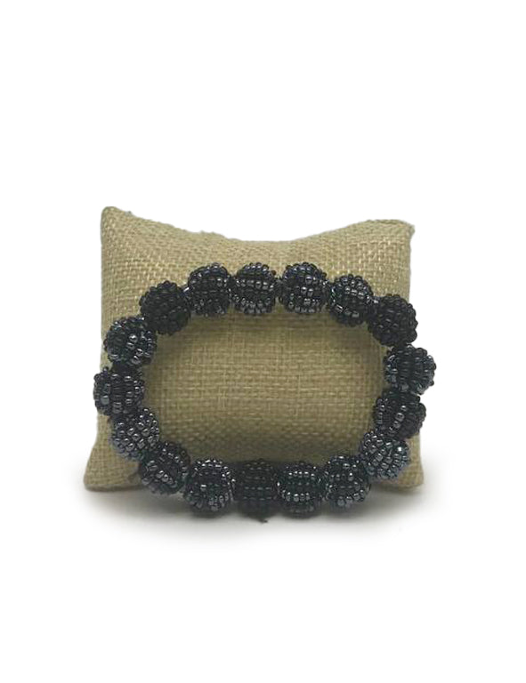 Bracciale sfere di perline - grigio