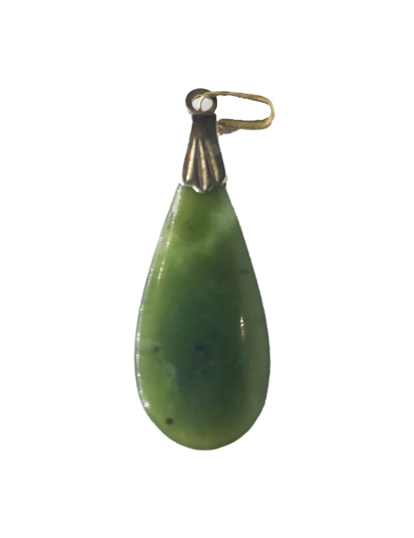 Pendente Giada ovale - castone dorato