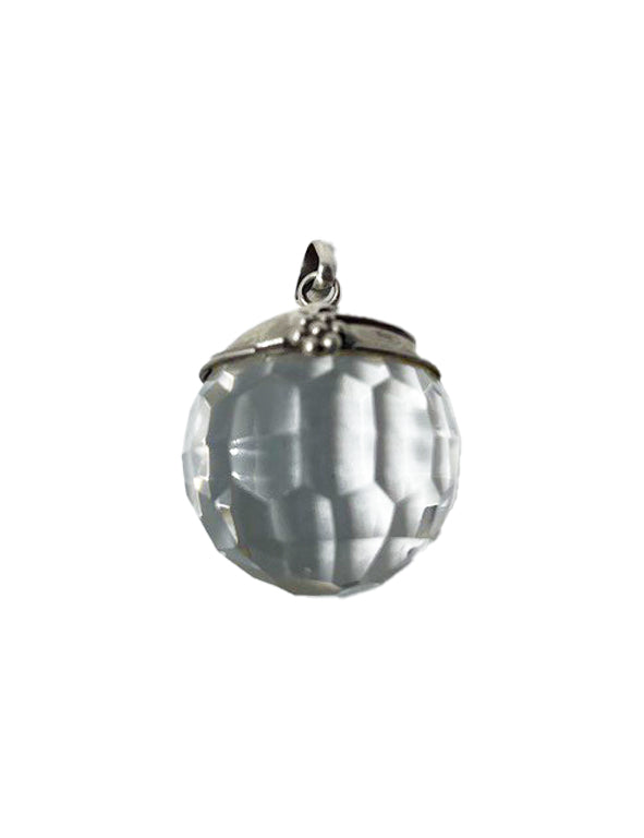 Pendente quarzo ialino sfera sfaccettata