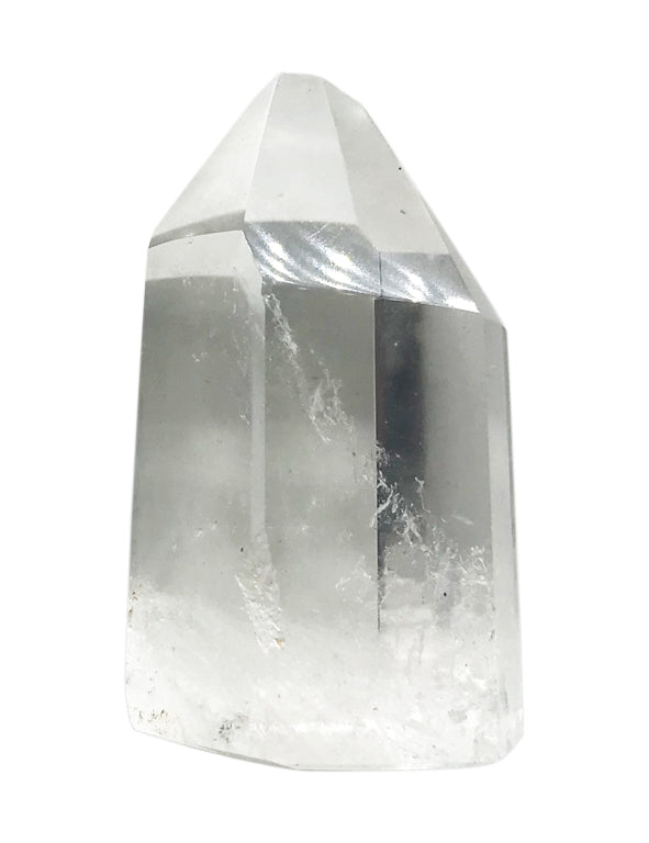 Punta grezza di quarzo ialino - base piatta 6 cm