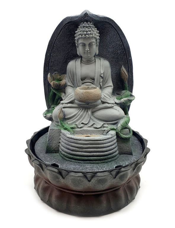 Fontana in resina Buddha in meditazione - 29 cm