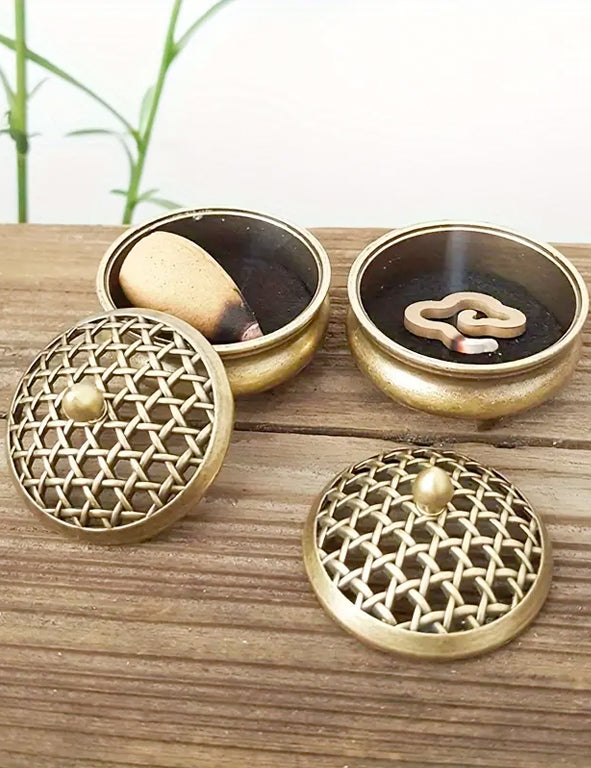 Porta incenso con coperchio traforato ottone