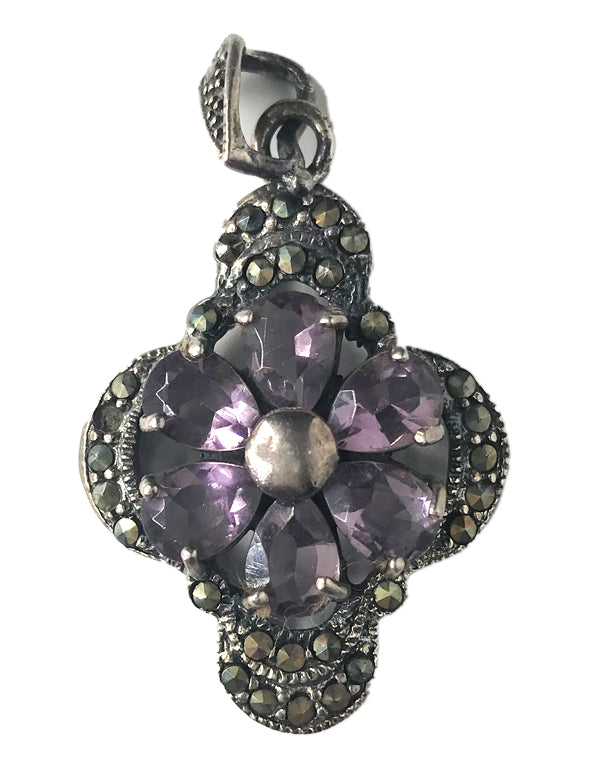Pendente in argento a fiore con ametista