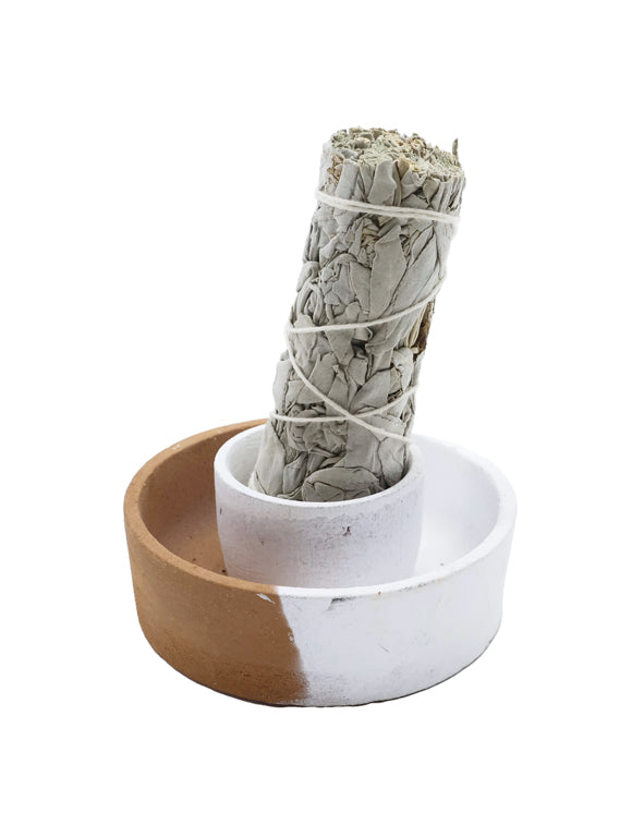 Porta smudge bicolore in terracotta - 9 cm