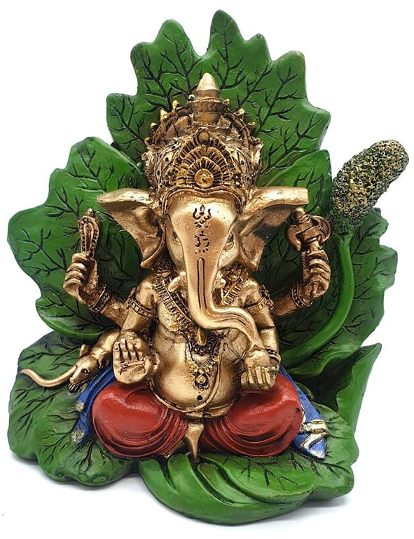 Statua in resina - Ganesh su foglia