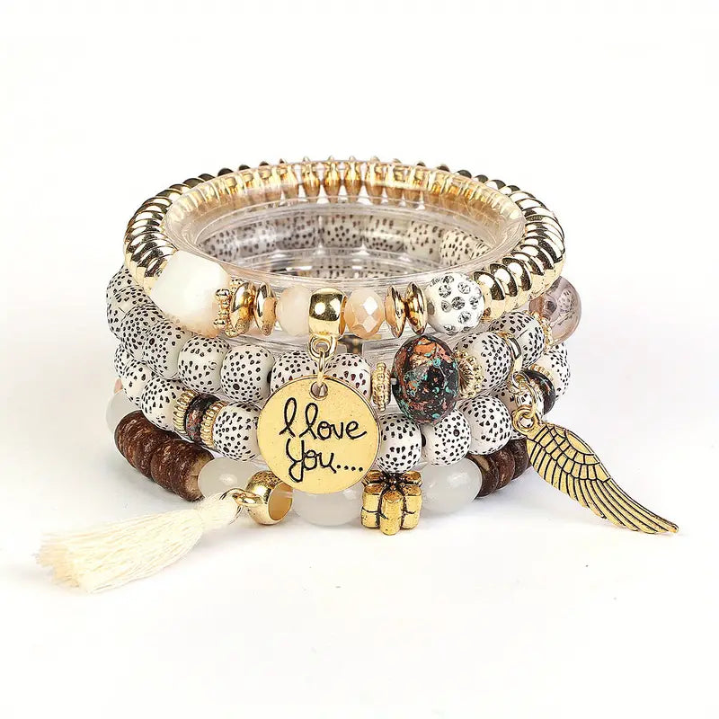 Bracciale Boho 4 fili - Ala beige