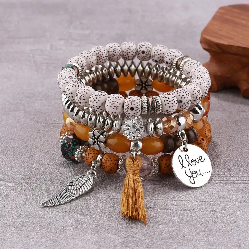 Bracciale Boho 4 fili - Ala caffè