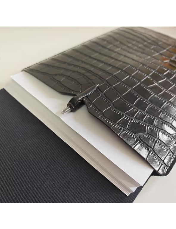 Custodia Portadocumenti Elegante in Ecopelle Effetto Coccodrillo – Porta Tablet e Accessori da Lavoro