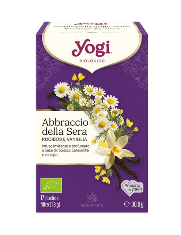 Confezione YOGI TEA Abbraccio della Sera infuso biologico con rooibos e vaniglia da 17 filtri