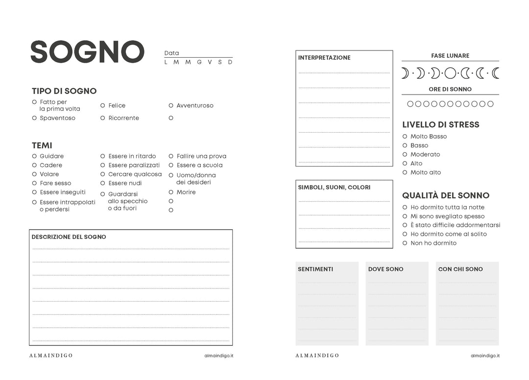 Interno planner - Diario dei Sogni
