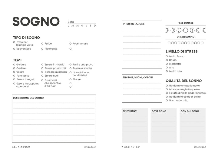 Interno planner - Diario dei Sogni