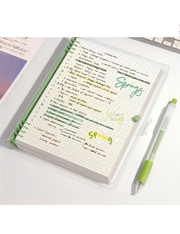 Quaderno A5 Trasparente con Rilegatura ad Anelli – Set Completo con 240 Pagine e Accessori