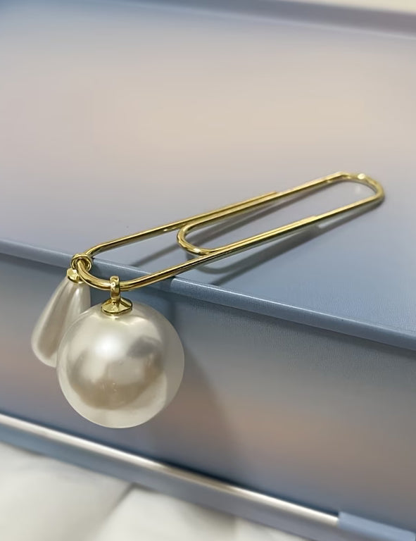 Clip Fermacarte Dorata con Perla – Elegante Accessorio per Planner, Journal e Libri