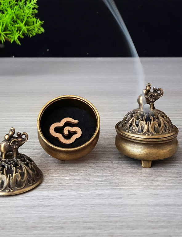 Brucia incenso con coperchio - elefante