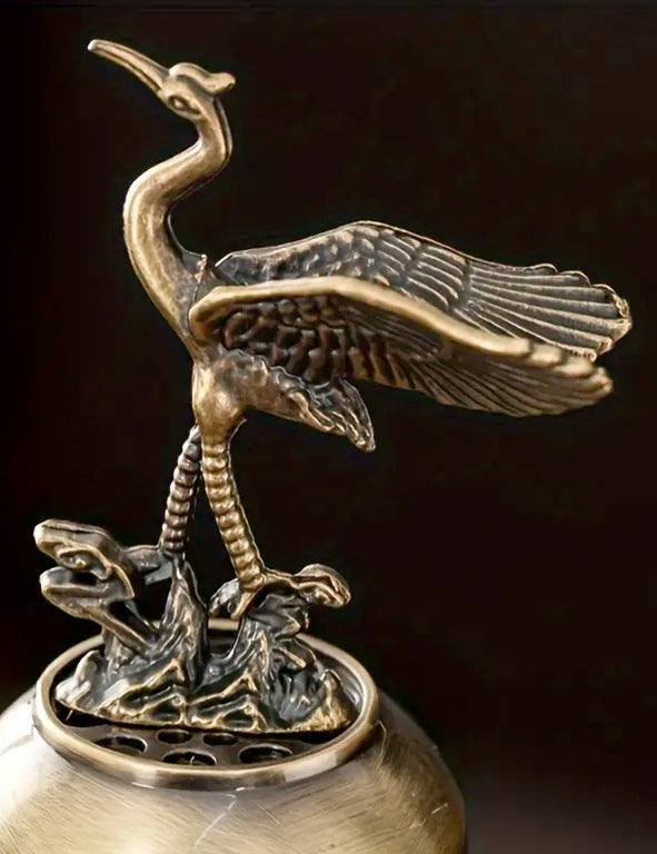 Brucia incenso con coperchio a forma di gru