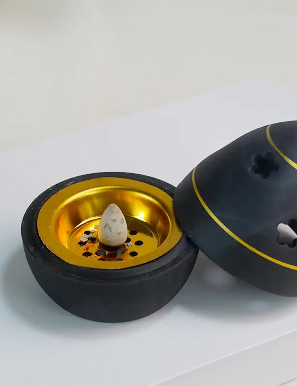 Porta incenso in ceramica - nero