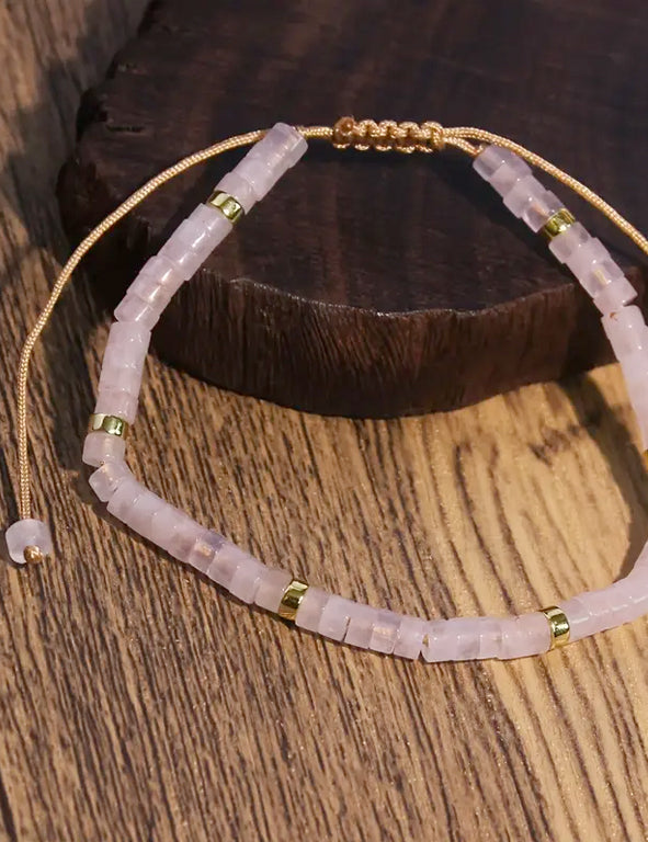 Bracciale in Quarzo rosa - aggiustabile