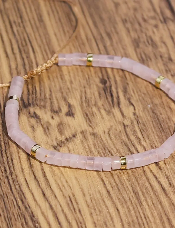 Bracciale in Quarzo rosa - aggiustabile