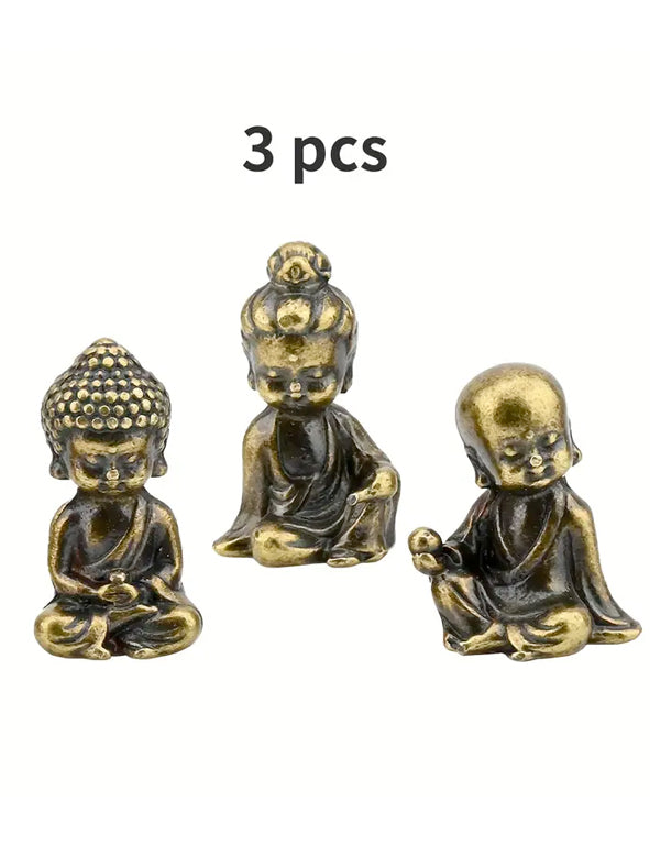Set 3 mini statue monaci - ottone