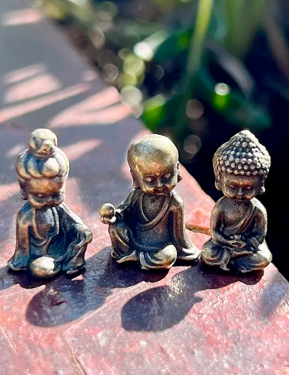 Set 3 mini statue monaci - ottone