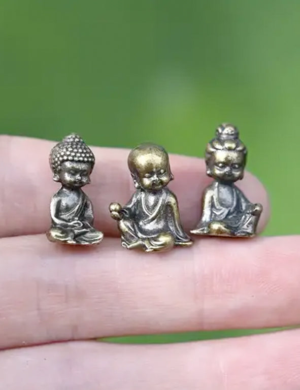 Set 3 mini statue monaci - ottone