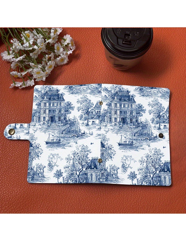 Quaderno con copertina artistica blu e bianca – Diario ad Anelli per Journaling, Scrittura e Creatività