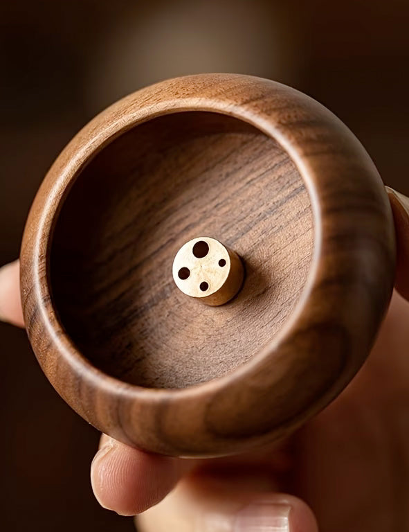 Porta incenso legno con ottone