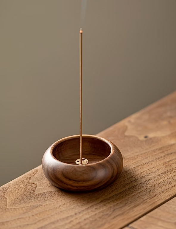 Porta incenso legno con ottone