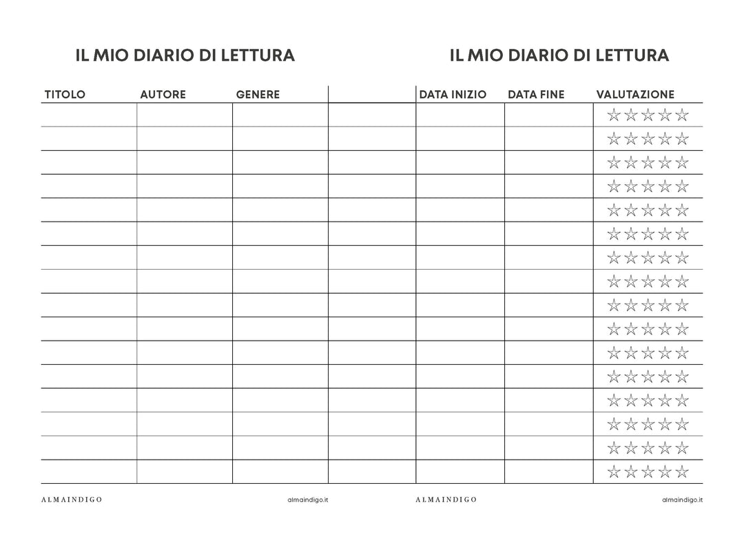 Interno planner - Diario di lettura