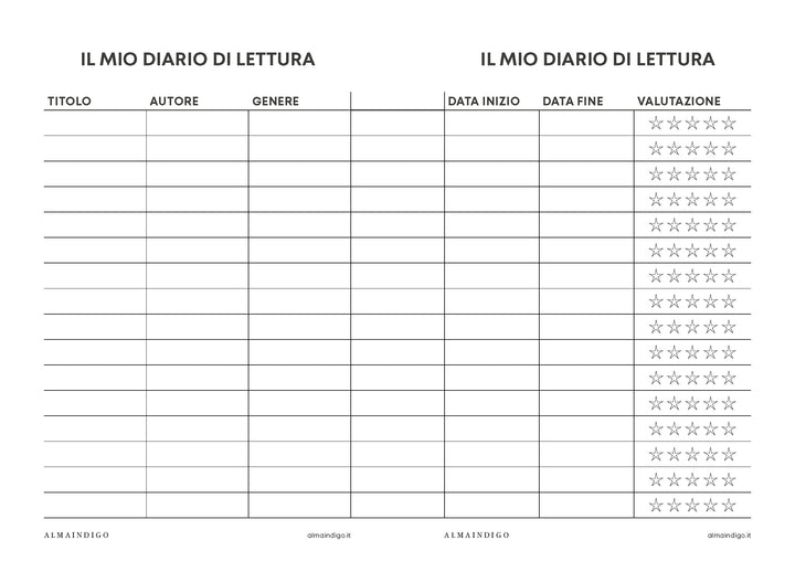 Interno planner - Diario di lettura