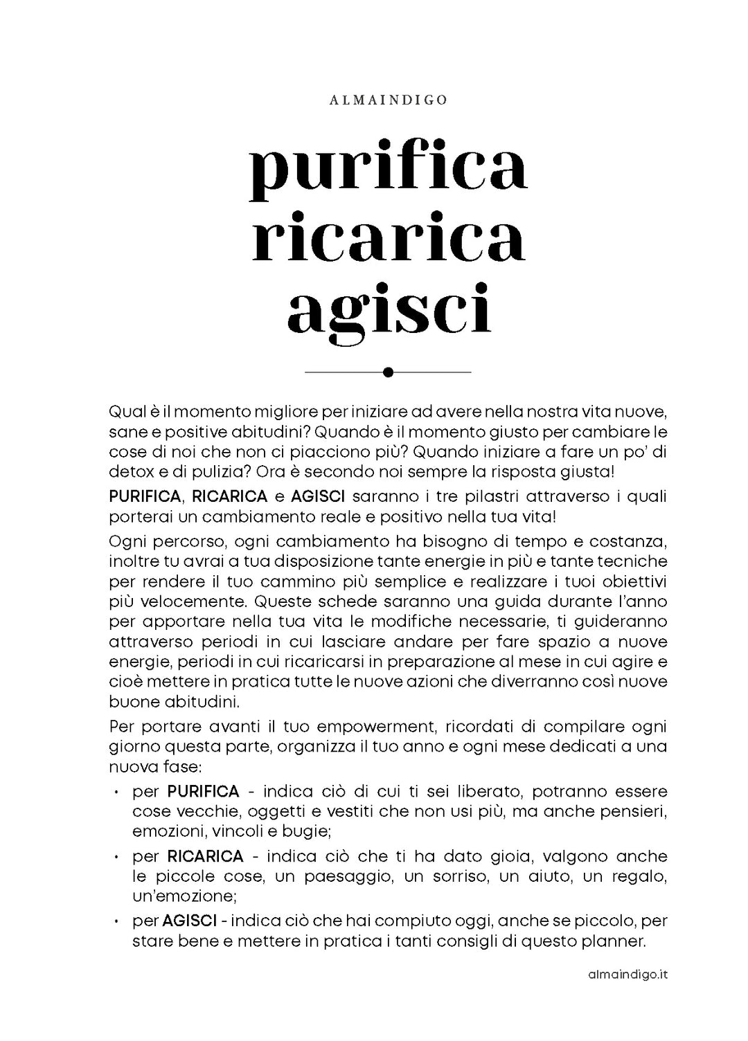 Interno planner - Purifica/Ricarica/Agisci