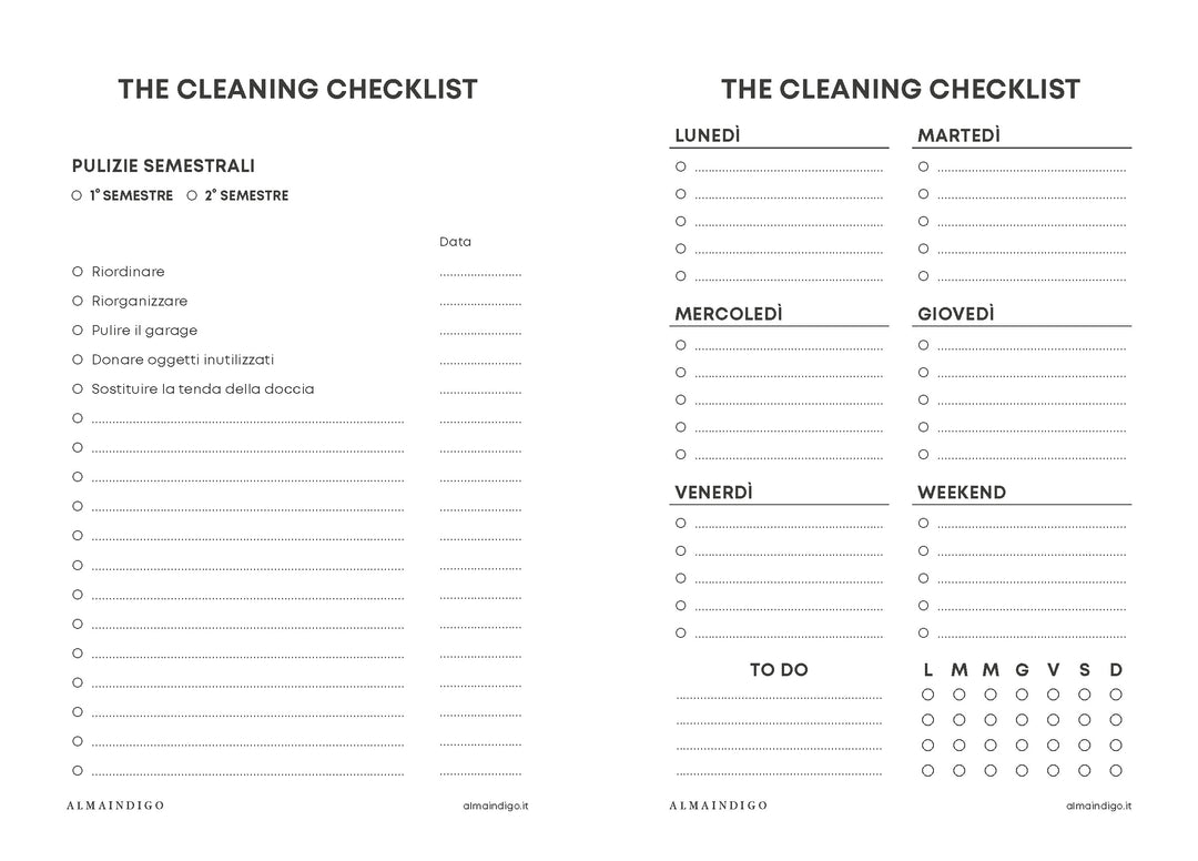 Interno planner - Cheklist pulizie