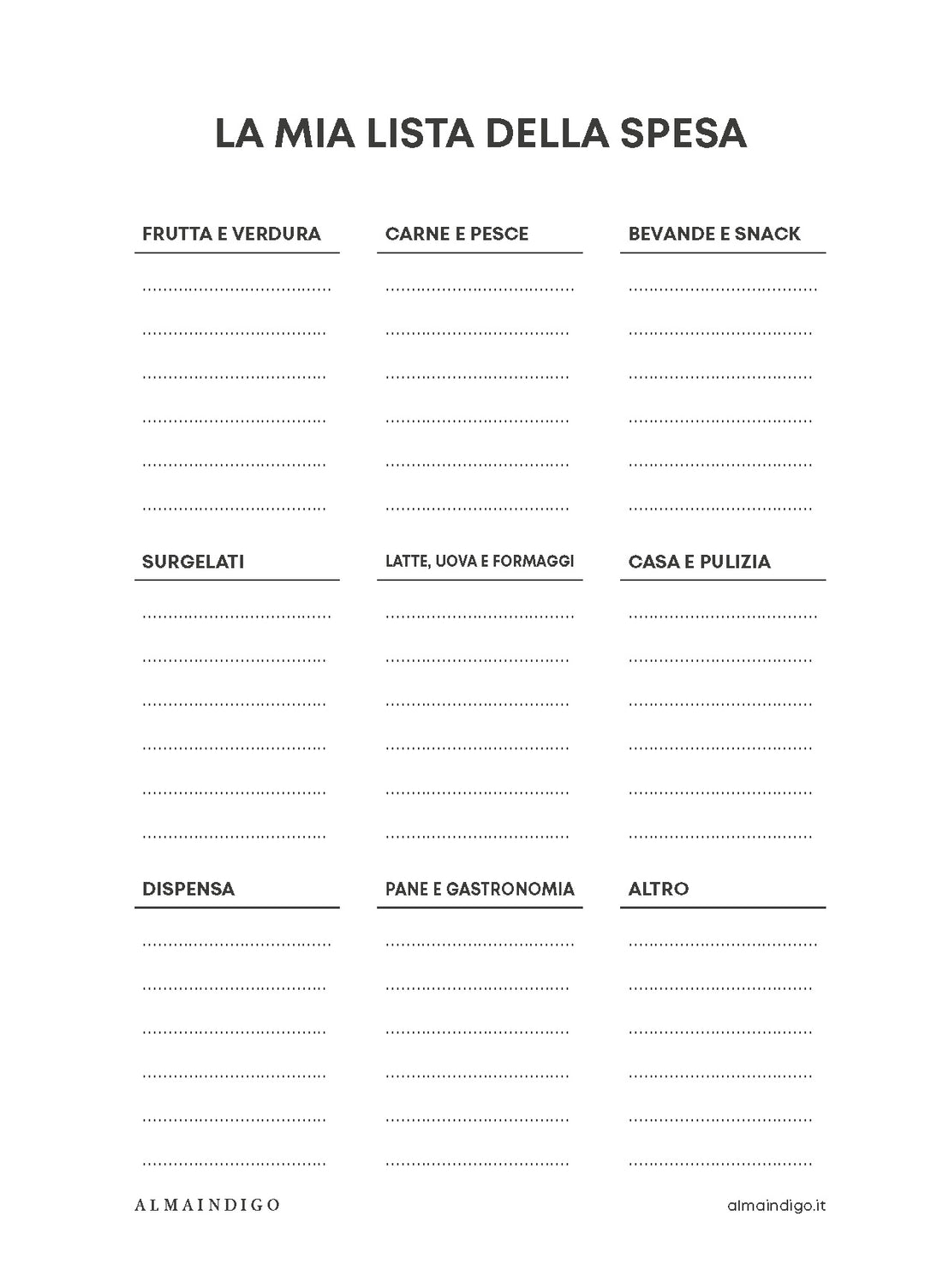 Interno planner - Lista della spesa