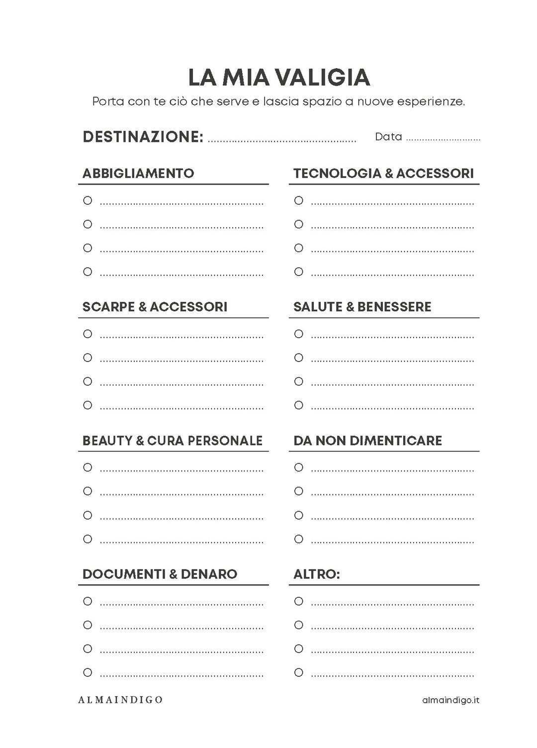 Interno planner - Cosa metto in valigia?